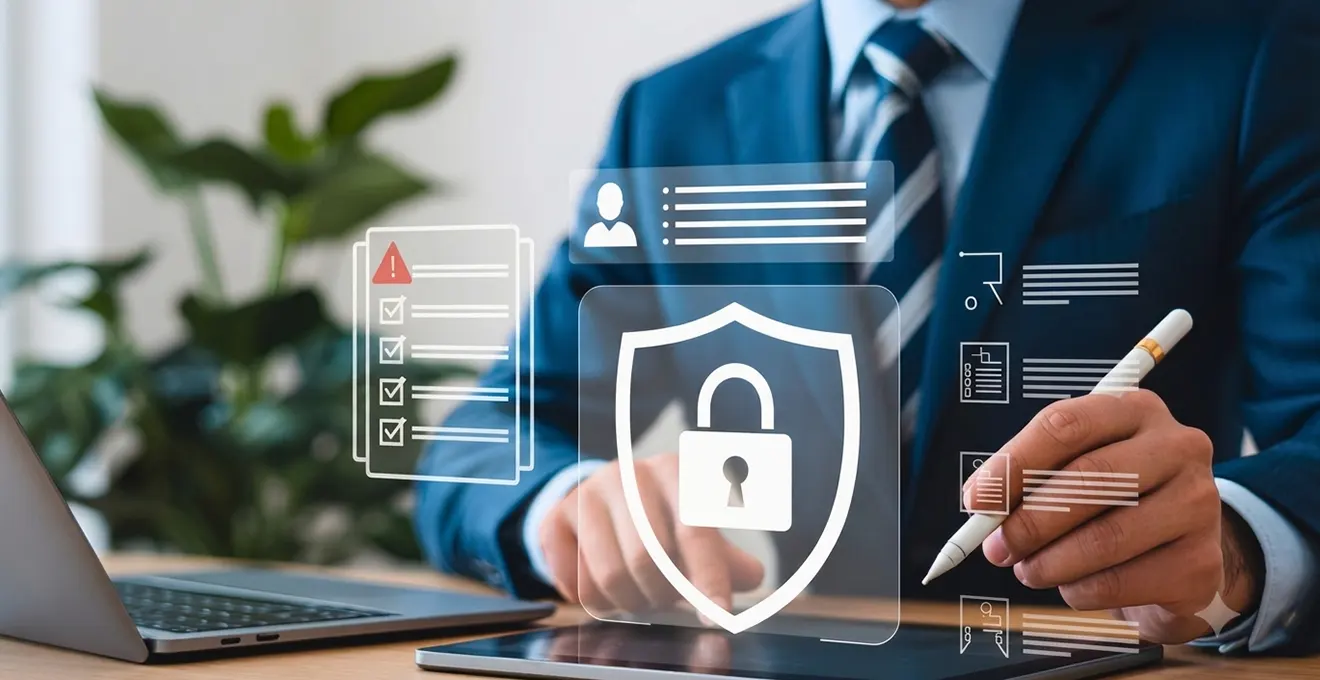 Responsable informatique consultant des dossiers de prestataires IT sur son bureau dans un environnement de travail contemporain parisien avec matériel informatique moderne